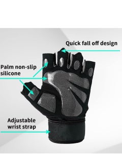 UCHUANG Weight Lifting Gloves, Workout Gloves for men and Women, Cycling Gloves with non-slip Silicone & Wrist Support Adjustable Velcro Strap, Suitable for Fitness Training Weightlifting  - Image 2