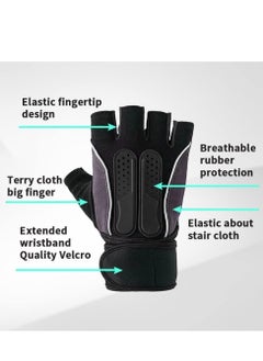 UCHUANG Weight Lifting Gloves, Workout Gloves for men and Women, Cycling Gloves with non-slip Silicone & Wrist Support Adjustable Velcro Strap, Suitable for Fitness Training Weightlifting  - Image 3