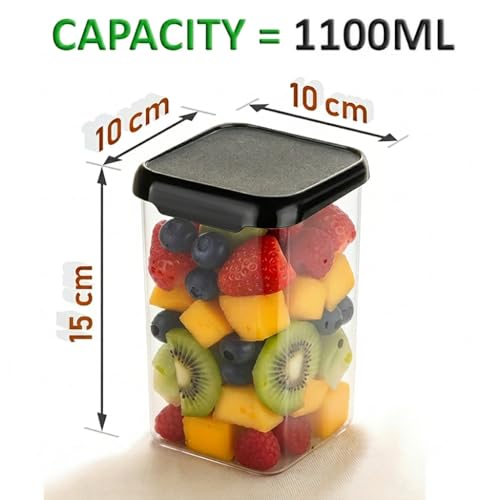 Nexium 1100ml Plastic Kitchen Container Set with Airtight Lids for Storage Masala Box Set of 6 - Image 5