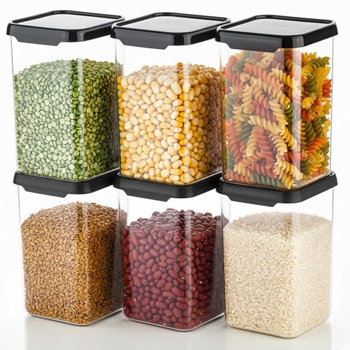Nexium 1100ml Plastic Kitchen Container Set with Airtight Lids for Storage Masala Box Set of 6 - Image 4