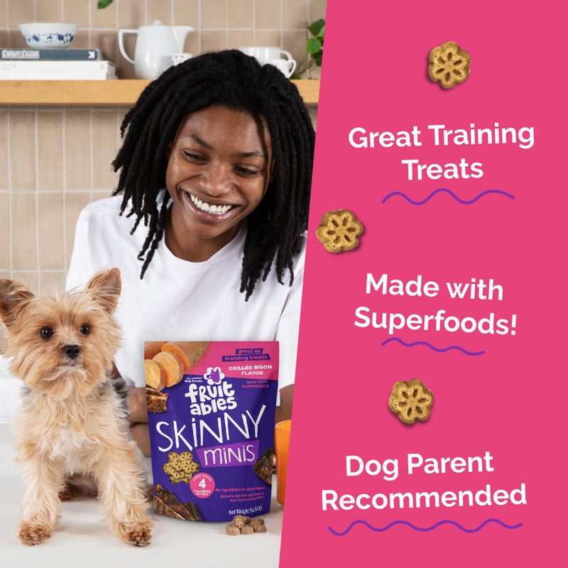 Fruitables Skinny Minis Dog Treats, Healthy Sweet Potato Treat for Dogs, Low Calorie & Delicious, Puppy Training, No Wheat, Corn or Soy, Made in the USA, Grilled Bison Flavor, 5oz - Image 3