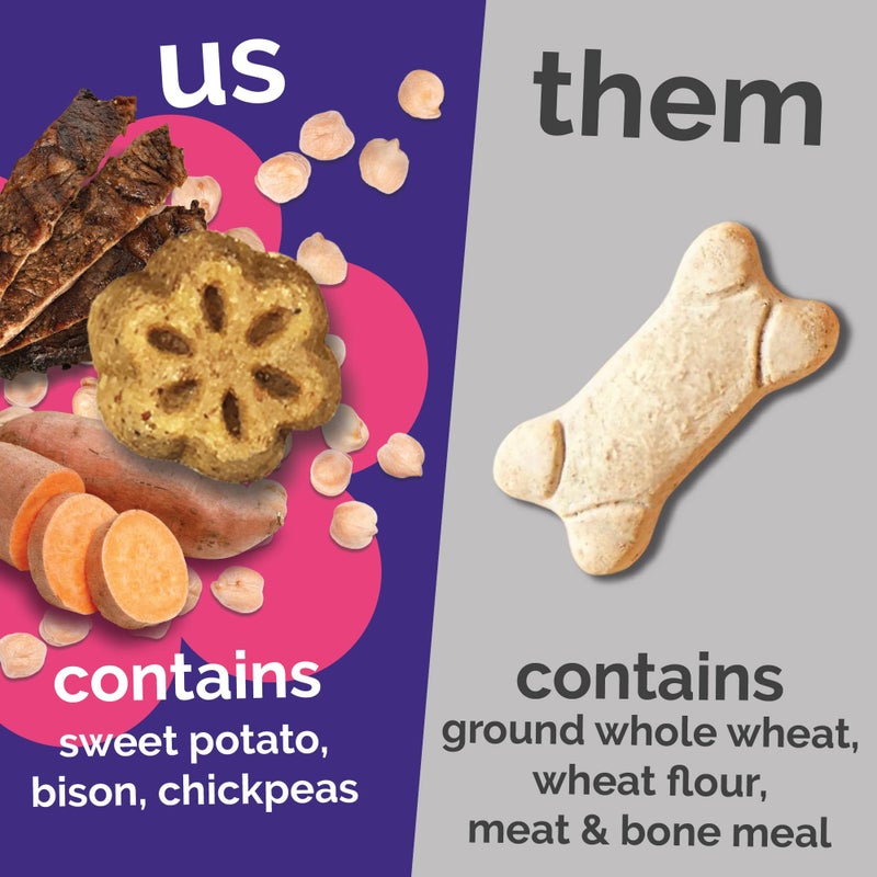 Fruitables Skinny Minis Dog Treats, Healthy Sweet Potato Treat for Dogs, Low Calorie & Delicious, Puppy Training, No Wheat, Corn or Soy, Made in the USA, Grilled Bison Flavor, 5oz - Image 4