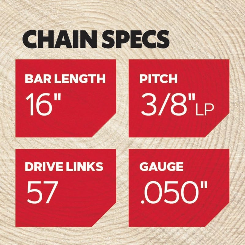 Oregon S57 AdvanceCut Replacement Chainsaw Chain for 16-Inch Guide Bar, 57 Drive Links, Pitch: 3/8" Low Profile, Low Vibration, .050" Gauge, Gray - Image 2