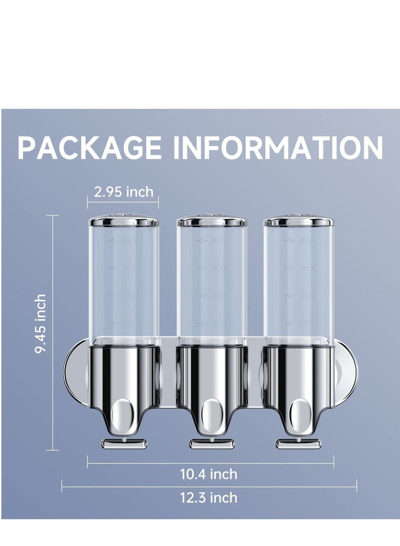 Y&D 3 in 1 Chamber Wall Mounted Bathroom Shower Pump Dispenser and Organizer-Holds Shampoo, Soap, Conditioner, Gel, for Kitchen Hotel (Colorless)  - Image 2