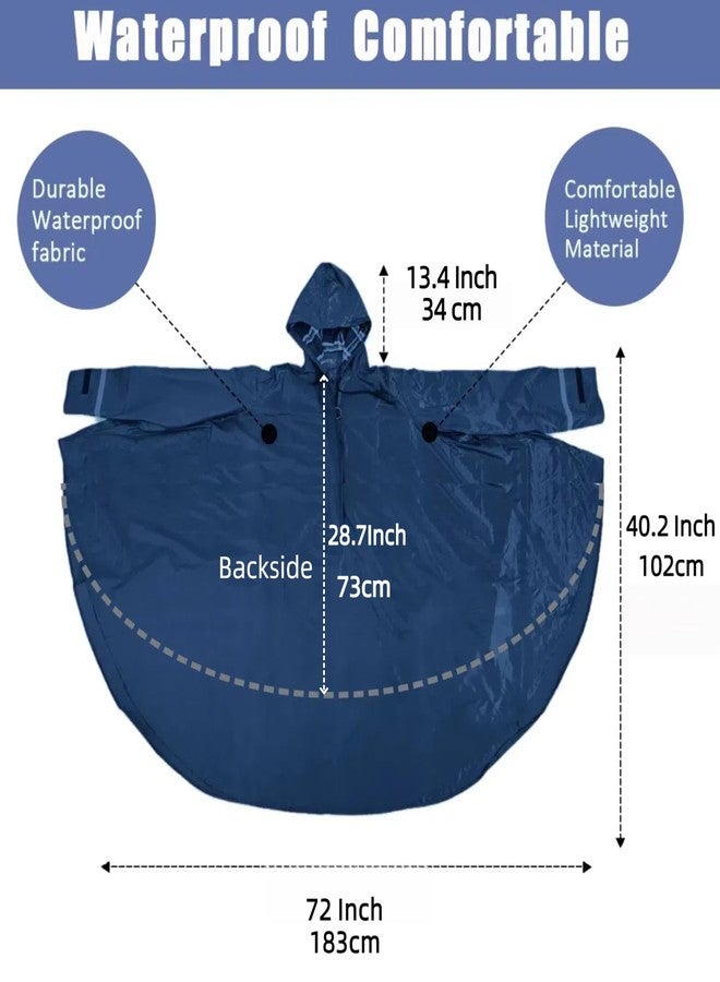 Fonakei Upgraded Wheelchair Rain Poncho Hat Lined, Mobility Scooter Rain Poncho With Sleeves, Comfortable Waterproof Wheelchair Ponchos For Adults, Elderly, Disabled, Navy Blue - Image 4