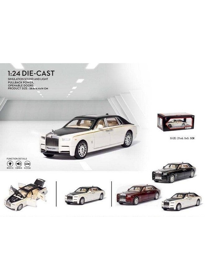 Ixora Brown Exclusive Alloy Metal Pull Back Die-cast Car 1:24 Rolls Royce Phantom Diecast Metal Pullback Toy car with Openable Doors & Light, Music Boys Gifts Toys for Kids (Rolls Royce Brown)