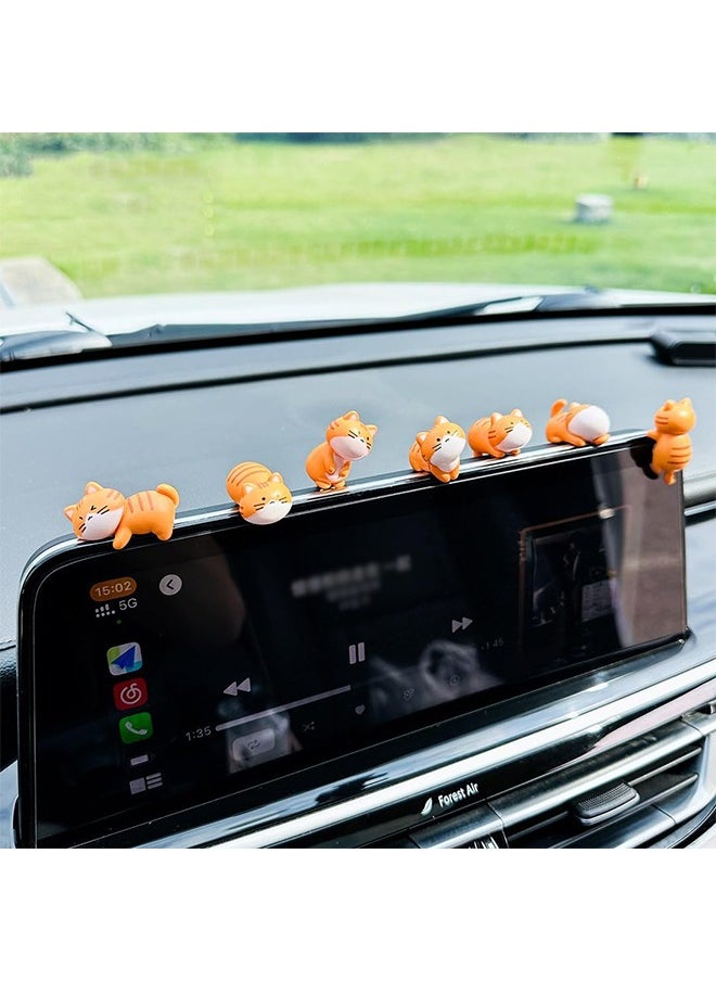 Generic 8 Pcs Mini Cat Cute Car Accessories, Funny Rear View Mirror & Dashboard Decorations Cute Car Ornament Interior Decors Gift, Orange  - Image 1