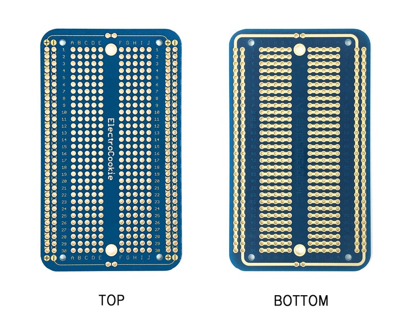 ElectroCookie Prototype Board Breadboard Style PCB Solder Board for DIY Electronic Projects, Compatible for Arduino Projects, Gold-Plated (6 Color Pack + 7 Screw Terminal Block Connectors) - Image 2
