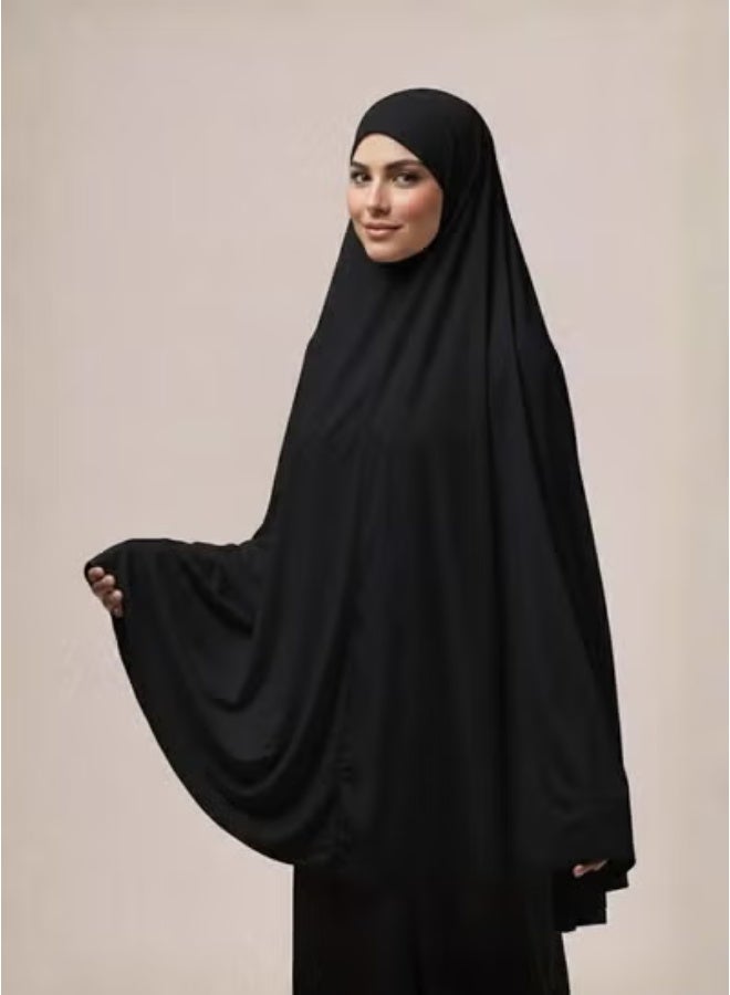 بريميم حجاب فوري للنساء، خمار أسود، يغطي الرأس والرقبة بالكامل، مريح وسهل الارتداء، شال صلاة طويل، غطاء رأس إسلامي مناسب للاستخدام اليومي والسفر ورمضان والعيد، عبوة من قطعتين - Image 4