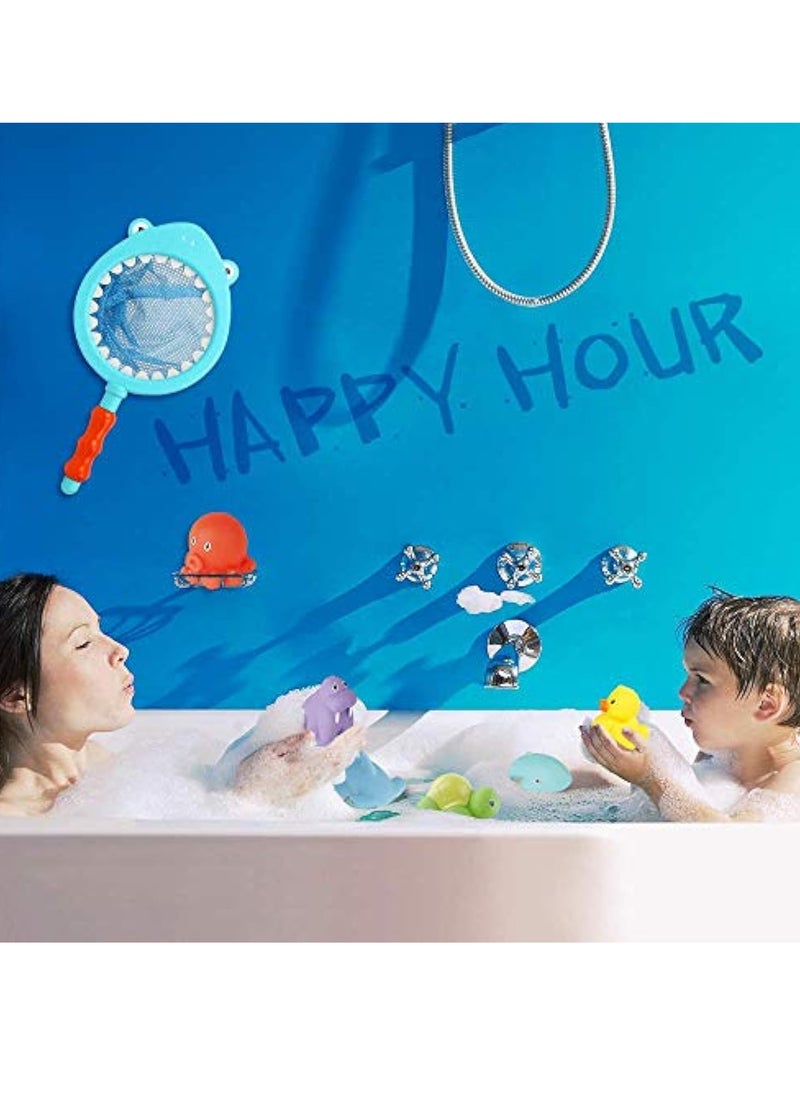 YelaJoy 7Pcs Baby Bath Toys, Scoop Net Fish Pool Toys with Spray, Sounds, Color Changing Toddler Bathtub Toys  - Image 2