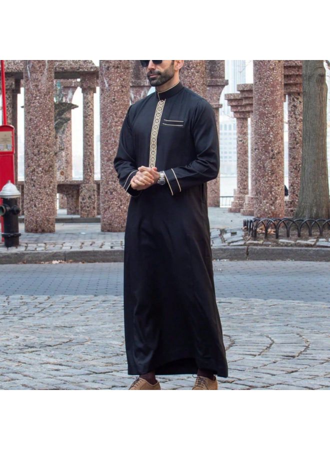 عباية - ثوب عربي رجالي - رمادي فاتح - ملابس تقليدية، ملابس إسلامية، عباءة دبي، قفطان، جبة - Image 4