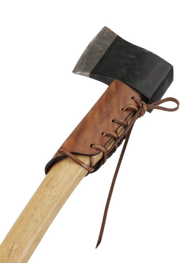 Tourbon Vintage Brown Axe Handle Guard Leather Hatchet Collar Protection Holder (Pack of 2 Pieces) - Image 2