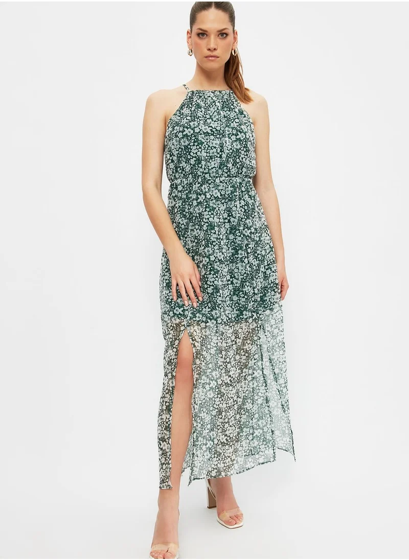 trendyol Floral Print Pleated Dress