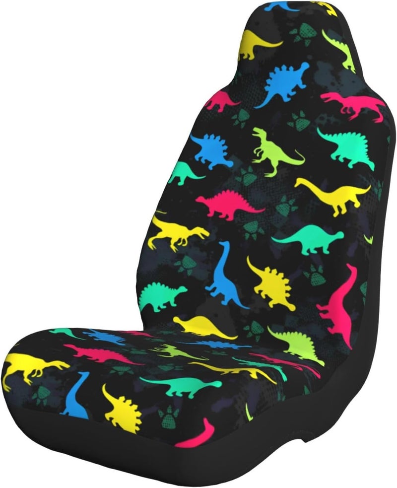 Dinosaur Colorful Pattern Car Seat Cover, Front Seat Protector Universal Auto Accessories, Car Decor for Sedan SUV Van Most Cars 1PCS - Image 1