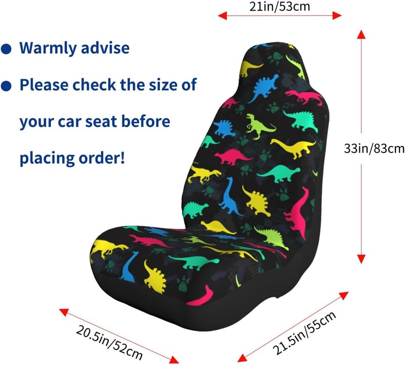 Dinosaur Colorful Pattern Car Seat Cover, Front Seat Protector Universal Auto Accessories, Car Decor for Sedan SUV Van Most Cars 1PCS - Image 5