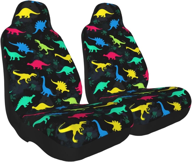 Dinosaur Colorful Pattern Car Seat Cover, Front Seat Protector Universal Auto Accessories, Car Decor for Sedan SUV Van Most Cars 1PCS - Image 2