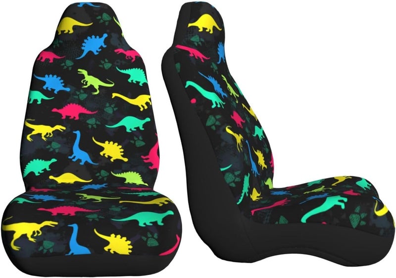 Dinosaur Colorful Pattern Car Seat Cover, Front Seat Protector Universal Auto Accessories, Car Decor for Sedan SUV Van Most Cars 1PCS - Image 3