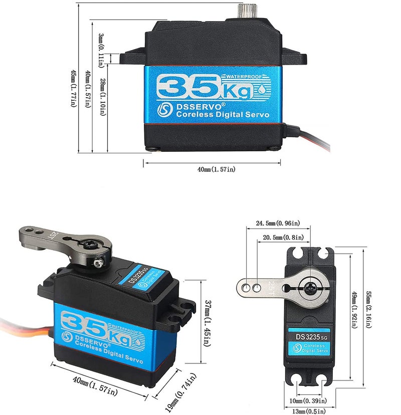 ZOSKAY 35kg high Torque Coreless Motor servo Metal Gear Digital and Stainless Steel Gear servo arduino servo for Robotic DIY,RC car (Control Angle 270°) - Image 2