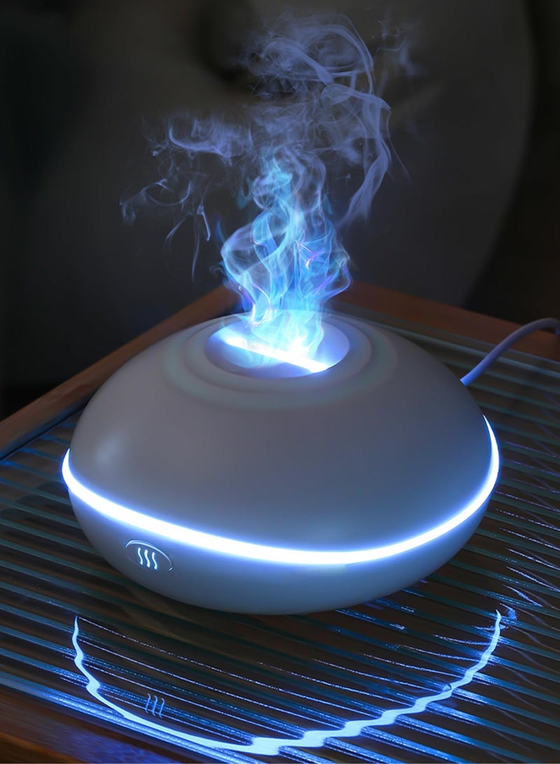 هومستر موزع روائح الزيوت العطرية اللهب، مرطب رذاذ للعلاج العطري بالموجات فوق الصوتية سعة 200 مل مع تصميم كتم الصوت، إيقاف تلقائي بدون ماء، 7 مصابيح LED مهدئة للمكتب والمنزل وأجواء غرفة النوم، أبيض - Image 1