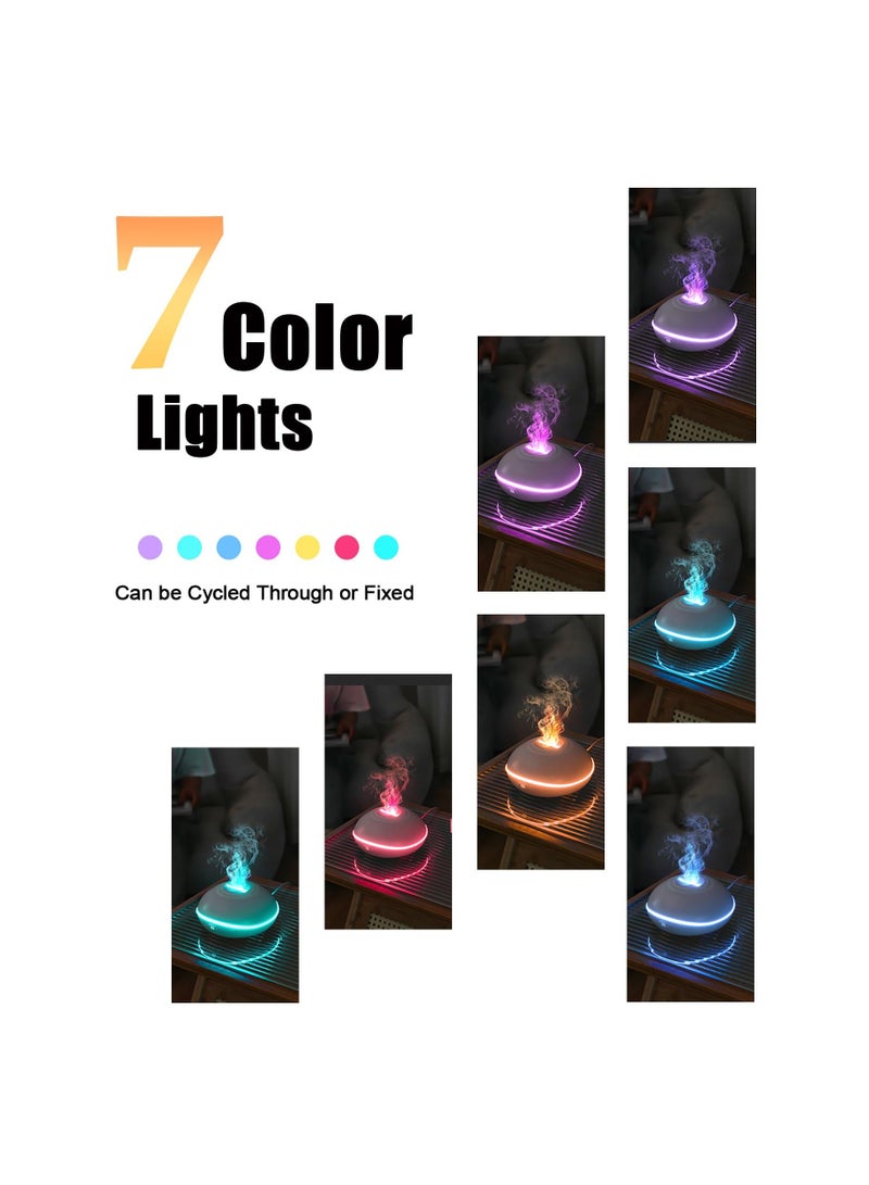 هومستر موزع روائح الزيوت العطرية اللهب، مرطب رذاذ للعلاج العطري بالموجات فوق الصوتية سعة 200 مل مع تصميم كتم الصوت، إيقاف تلقائي بدون ماء، 7 مصابيح LED مهدئة للمكتب والمنزل وأجواء غرفة النوم، أبيض - Image 3