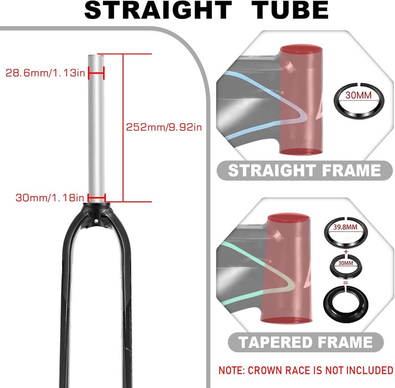 BUCKLOS 26/27.5/29” Mountain Bike Rigid Forks, 1-1/8” Straight MTB Rigid Fork Disc Brake, Superlight Aluminum Alloy Bicycle Rigid Fork fit BMX MTB Road Bike - Image 5