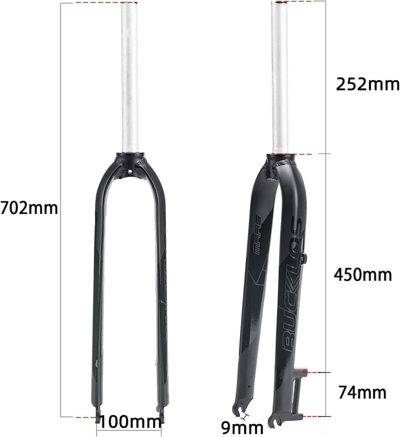 BUCKLOS 26/27.5/29” Mountain Bike Rigid Forks, 1-1/8” Straight MTB Rigid Fork Disc Brake, Superlight Aluminum Alloy Bicycle Rigid Fork fit BMX MTB Road Bike - Image 3
