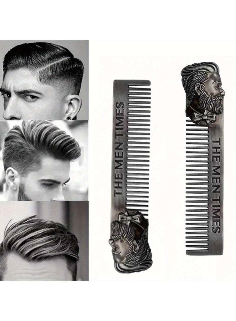 Vintage Metal Mustache & Beard Comb for Men - Professional Barber Grooming Tool with Anti-Static Teeth - Perfect for Styling, Trimming & Shaping Facial Hair - Durable Stainless Steel Construction - Image 5