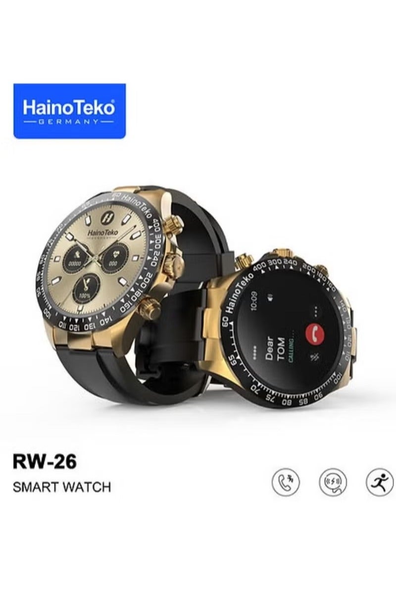 Haino Teko RW-26 Smart Watch – Gold Stylish Fitness Tracker, Heart Rate & Sleep Monitor, IP68 Waterproof, Notifications & More – Unisex Smartwatch for Daily Use - Image 1