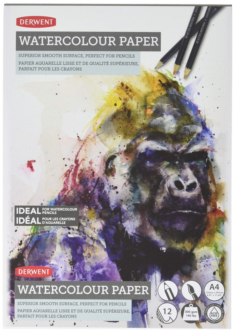 Derwent Watercolor Paper Pad, A4, 8.27 x 11.69 Inches Sheet Size, 12 Sheets (2301970) - Image 1