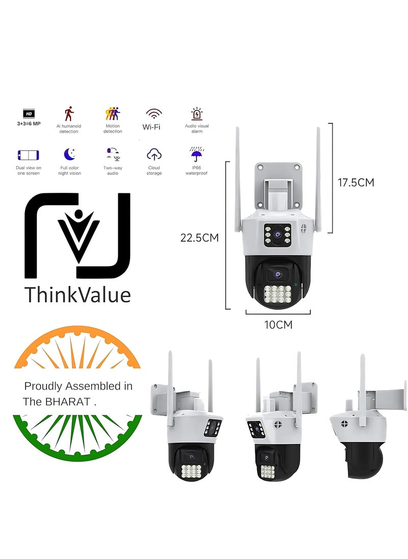 THINKVALUE THINKVALUE 6MP Outdoor WiFi CCTV Camera for Home Office Farm Construction Outdoor 2k High Definition CCTV Weatherproof Camera with Night Vision Ai Motion Detection 2way CallingSd CardCloud  - Image 2