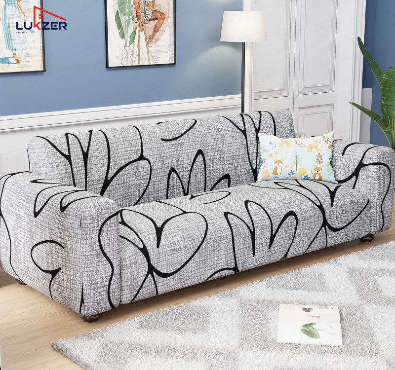 Lukzer 2 Seater Tulip Design Universal Sofa Cover | 360° Fully Covered Anti-Slip Washable Couch Cover Protector | 140 GSM Stretch Fit Polyester + Spandex Slipcover (140-180cm/SC-016-02) - Image 4