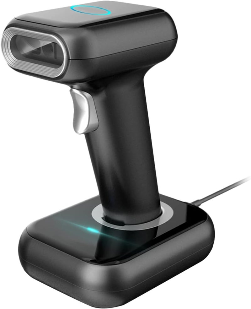 High Speed Barcode Scanner, 1D/2D/QR Code Scanner 2.4G Wireless & USB Wired Bar Code Reader with Multi-Functional Base for Supermarket Retail Library Logistics Warehouse - Image 1