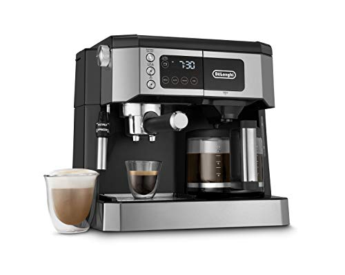 De'Longhi DeLonghi AllinOne Coffee and Espresso Maker Combo with Grinder Milk Frother Auto Timer Dual Heating System Espresso Machine Drip Coffee Brewer AllinOne Stainless Steel Barista Machine