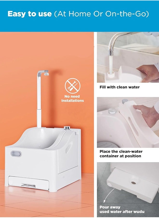 INNOV In Mecca - Electric Wudu Foot and Hand Washer, Pedal-Operated Portable Foot Bath Tub with Water-Saving, Durable and Quick Installation for Travel, Homes, Mosques, and Offices - Image 1