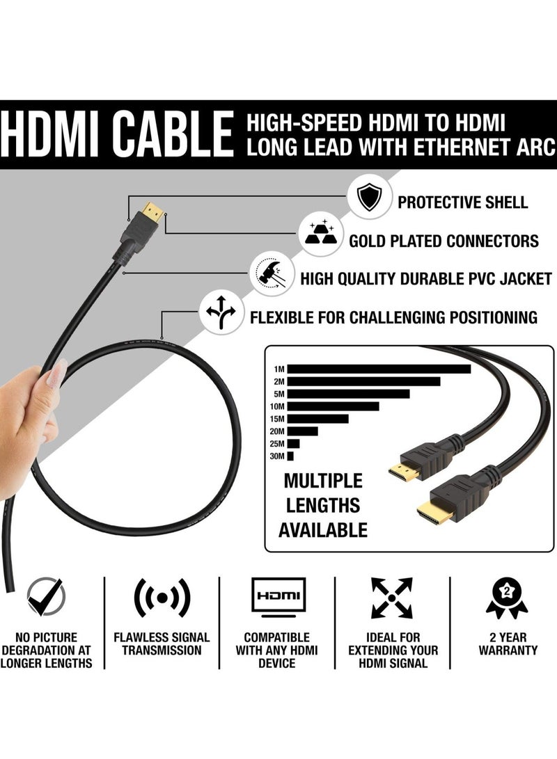 MIGOFAST كابل HDMI عالي السرعة بطول 5 أمتار مع كابل إيثرنت ARC 3D | مصمم في المملكة المتحدة | دقة عالية 1080 بكسل متوافقة مع PS4 وXbox One وSky HD TV والكمبيوتر المحمول وشاشة الكمبيوتر الشخصي CCTV | مطلي بالذهب الأسود - Image 3