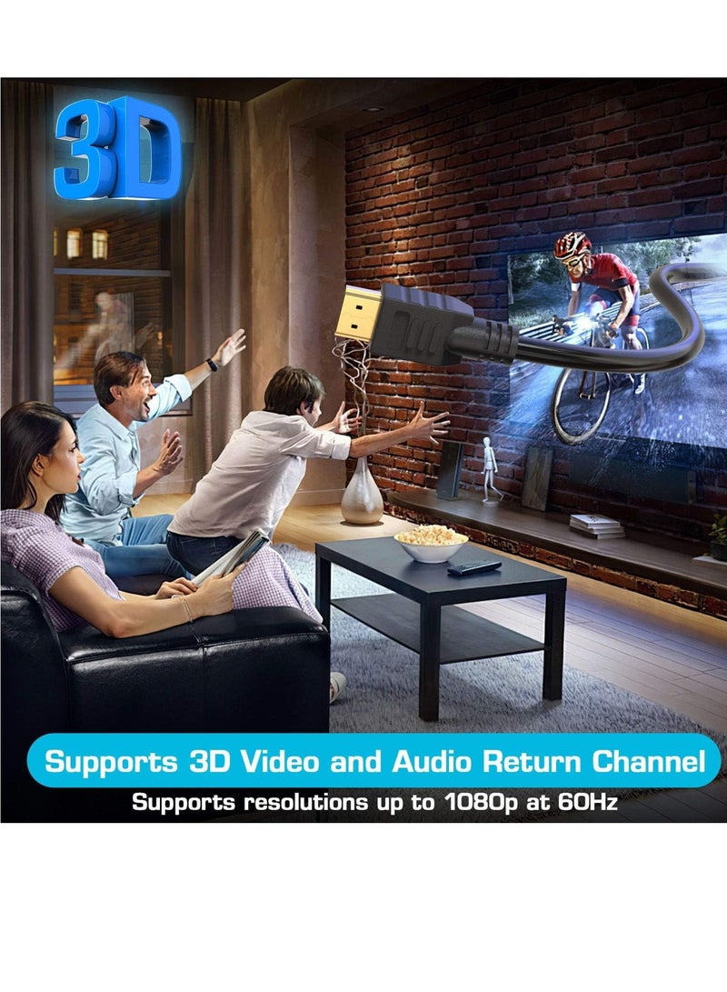 MIGOFAST كابل HDMI عالي السرعة بطول 5 أمتار مع كابل إيثرنت ARC 3D | مصمم في المملكة المتحدة | دقة عالية 1080 بكسل متوافقة مع PS4 وXbox One وSky HD TV والكمبيوتر المحمول وشاشة الكمبيوتر الشخصي CCTV | مطلي بالذهب الأسود - Image 5
