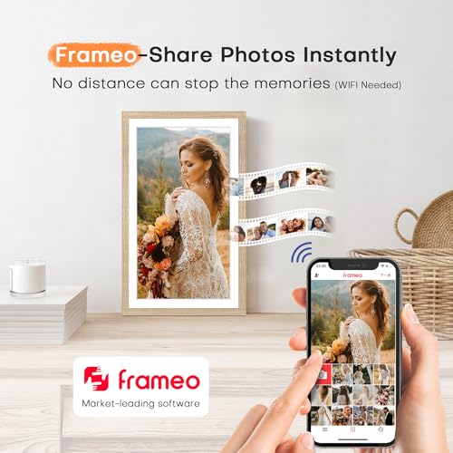 Pastigio Digital Picture Frame Large, 15.6 Inch Digital Photo Frame Frameo, WiFi Electric Slideshow Frame, 1920*1080 IPS FHD Touchscreen, 32GB, Tabletop&Wall-Mounted, Share Video Picture, Gifts, Oyster White - Image 3