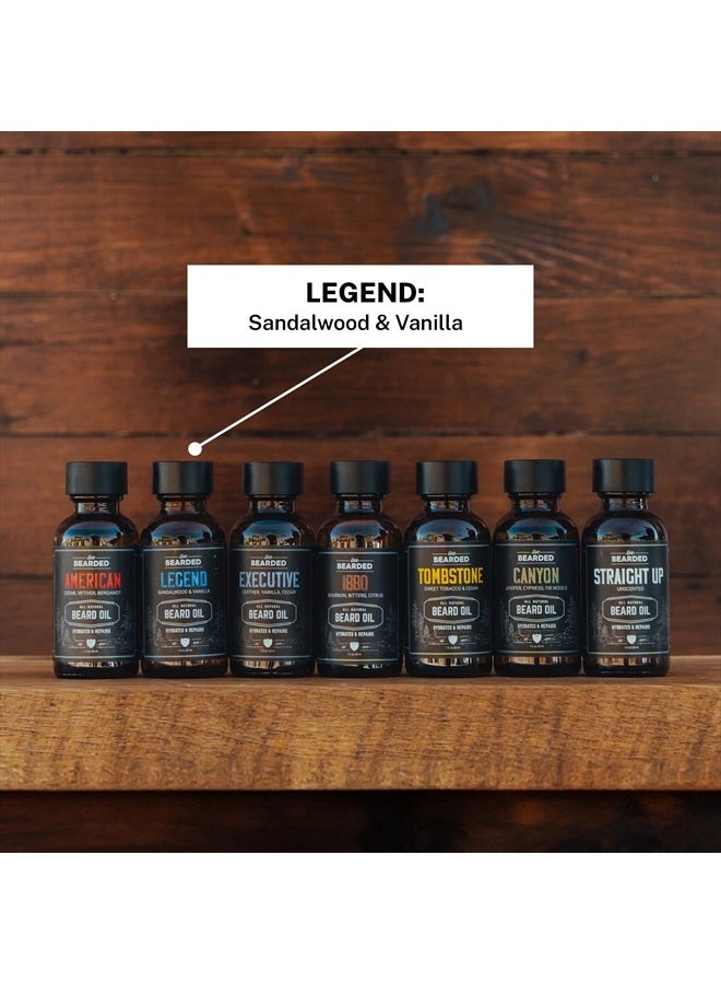 Live Bearded Beard Oil, 1 fl oz - Premium All-Natural Jojoba - Made in the USA - Hair and Skin Care for Men with Dry, Flaky Patches | Legend Scent - Sandalwood, Vanilla - Image 4