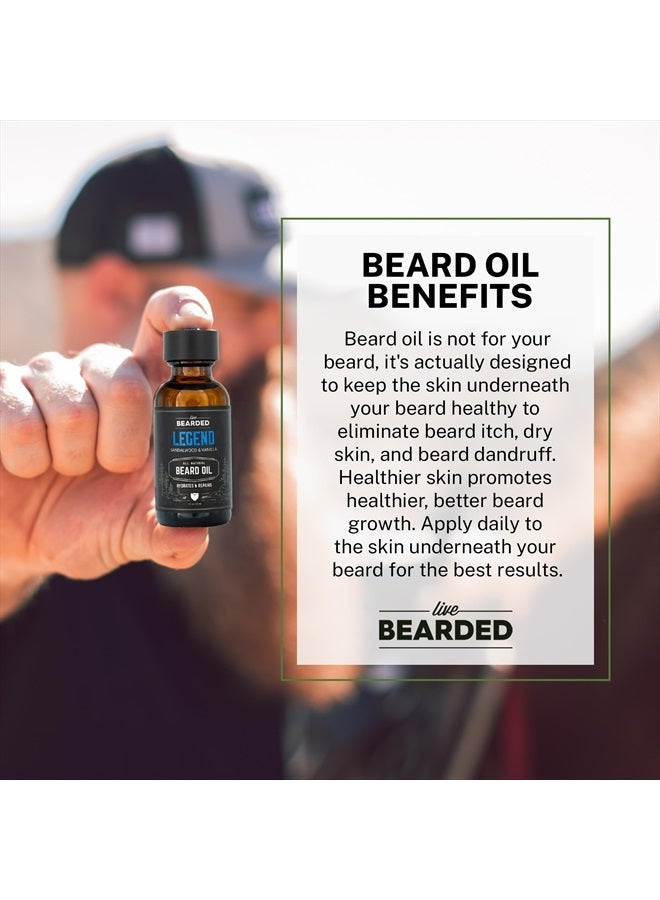 Live Bearded Beard Oil, 1 fl oz - Premium All-Natural Jojoba - Made in the USA - Hair and Skin Care for Men with Dry, Flaky Patches | Legend Scent - Sandalwood, Vanilla - Image 3