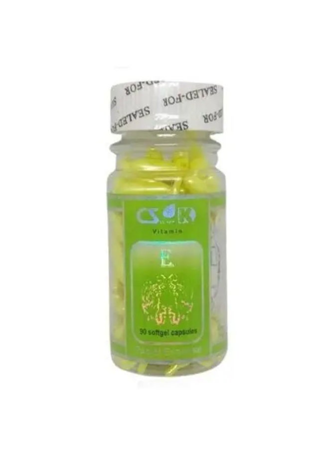 Vitamin E Capsules for Moisturizing, Nourishing, and Brightening the Skin – Green – 90 Capsules
