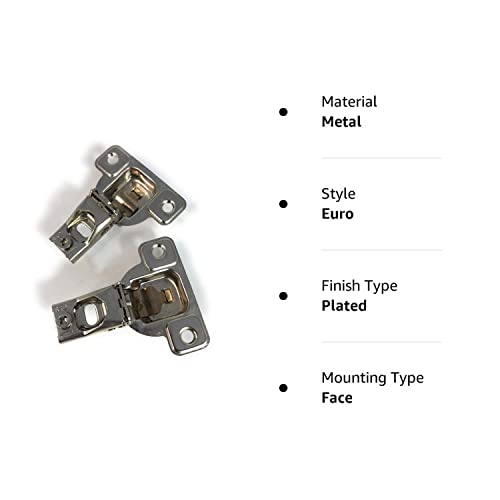 Salice E-Centra Nickel-Plated Metal 106-Degree 9/16-Inch Overlay Screw-On Face Frame Hinge With 2 Cams (2) - Image 5