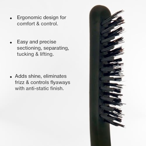Ikonic Professional Teasing Brush with Ionic Technology, Adds Volume, Anti Static, Adds Shine, Sectioning Brush, Back Combing, Heat Resistant, All Hair Types, Salon & Personal Use - Image 4
