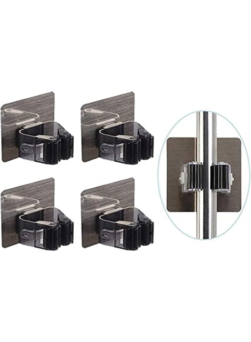 Mop Holder Anti Slip Wall mount mop holder, Broom Gripper Self Adhesive, Broom mop holder 4 pack Wall Mounted Storage, Organization Your Home, Kitchen Wardrobe - Image 1