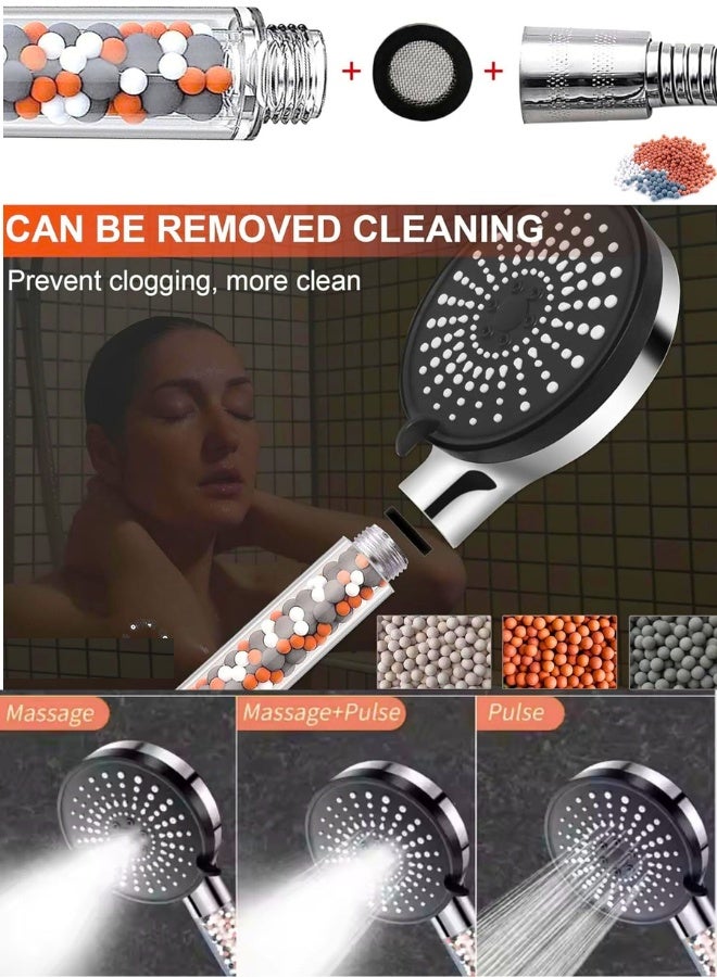 رأس دش مع مجموعة خرطوم مع 6 إعدادات لوضع الرش، كروم - رشاش دش مع أنبوب من الفولاذ المقاوم للصدأ عالي الجودة بطول 1.8 متر (مجموعة فلتر دش بخمسة أوضاع) - Image 3