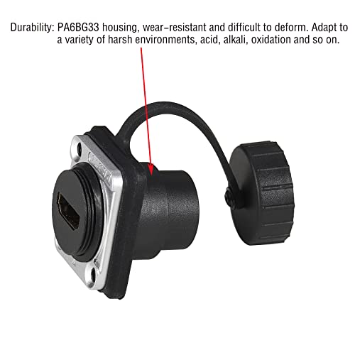 ANMBEST 2PCS HDMI IP67 Panel Mount Waterproof Connector, PA6BG33 Housing Female to Female HDMI Bulkhead Coupler with Weatherproof Dust Cap - Image 2