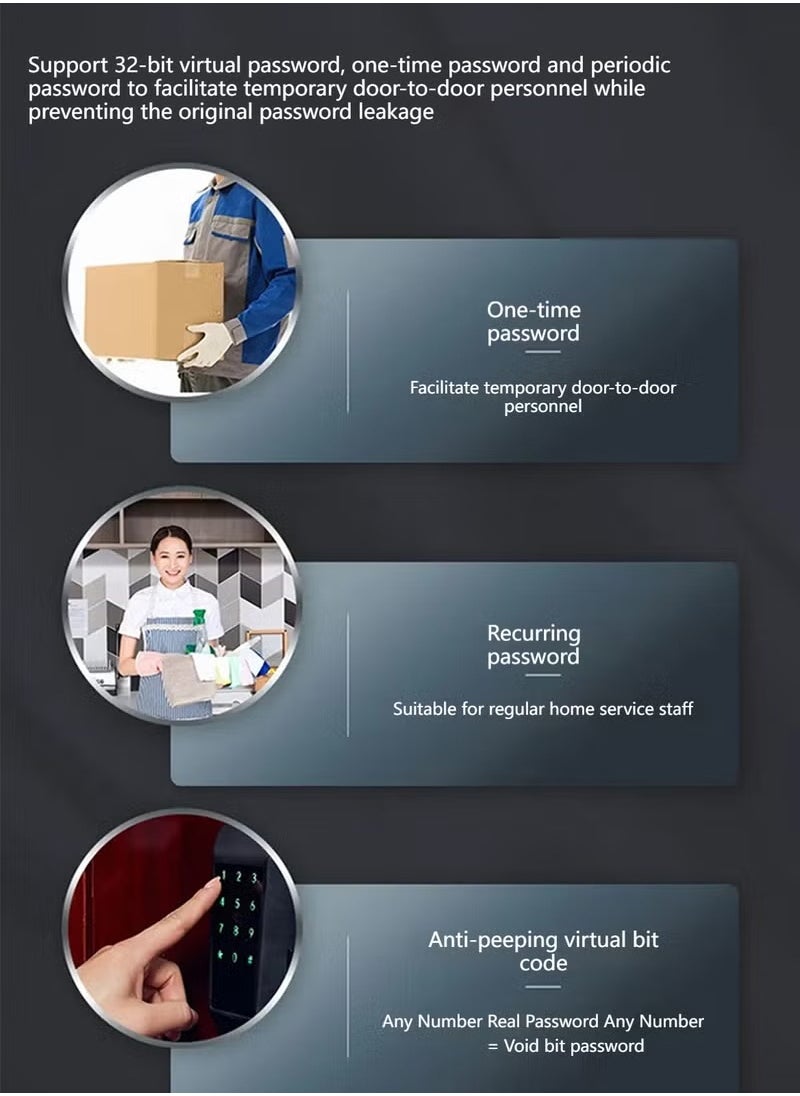 XiuWoo Smart Lock, Smart Door Lock 7-in-1 Keyless Entry Door Lock, Fingerprint/ Key/ Password/ Bluetooth/ NFC Unlock/ TT LOCK  - Image 5