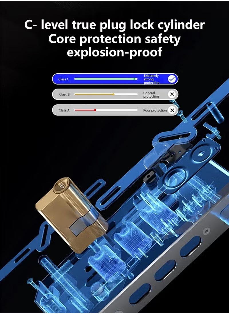 Smart Lock, Smart Door Lock 7-in-1 Keyless Entry Door Lock, Fingerprint/ Key/ Password/ Bluetooth/ NFC Unlock/ TT LOCK