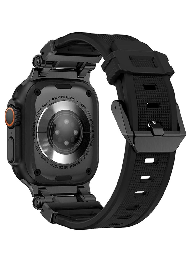 Waldic - Apple Watch Ultra, Ultra 2 / 9 8 7 6 5 4 3 2 1 SE, Silicone Band Soft Silicone Waterproof Strap Wristbands Compatible with iWatch Apple Watch Series Ultra 49mm 45mm 44mm 42mm - Black - Image 1