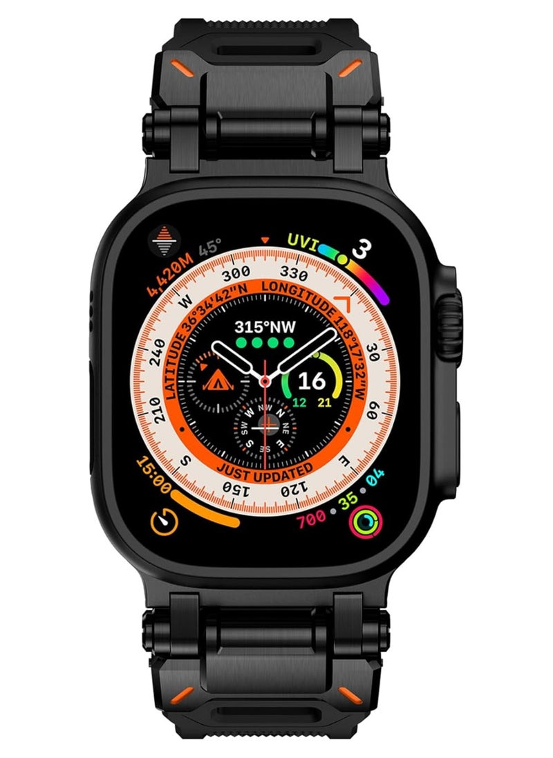 Waldic - Apple Watch Ultra, Ultra 2 / 9 8 7 6 5 4 3 2 1 SE, Silicone Band Soft Silicone Waterproof Strap Wristbands Compatible with iWatch Apple Watch Series Ultra 49mm 45mm 44mm 42mm - Black - Image 1