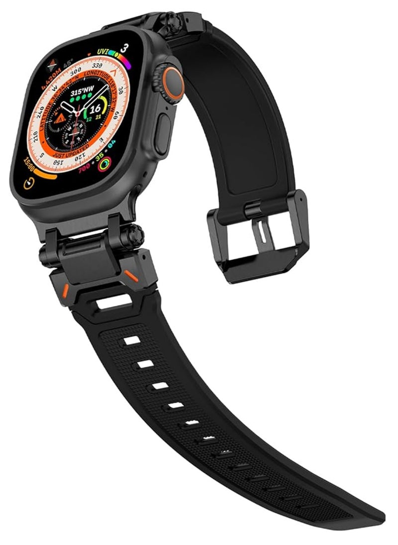 Waldic - Apple Watch Ultra, Ultra 2 / 9 8 7 6 5 4 3 2 1 SE, Silicone Band Soft Silicone Waterproof Strap Wristbands Compatible with iWatch Apple Watch Series Ultra 49mm 45mm 44mm 42mm - Black - Image 1